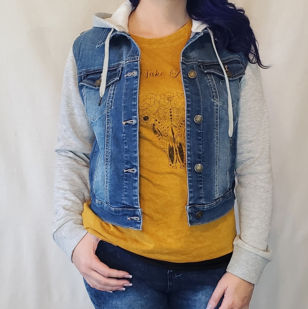 Denim Hooded sweater Jacket